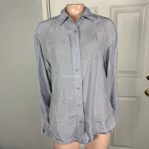 Dunst Women's Silky Shirt Small Button Long Sleeve Cupra Rayon Blouse Studio SS2